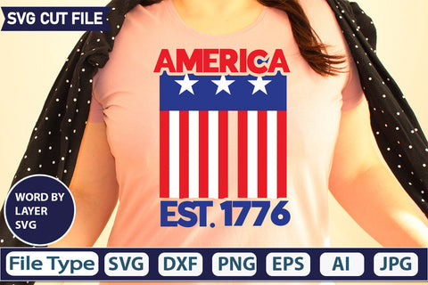 America Est. 1776 SVG Cut File,SVGs,quotes-and-sayings,food-drink,mini-bundles,print-cut,on-sale, SVG DesignPlante 503 