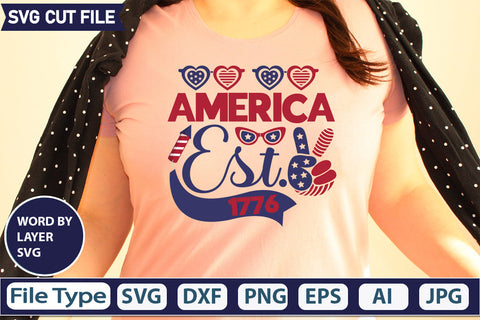 America Est. 1776 Svg Cut File,SVGs,quotes-and-sayings,food-drink,mini-bundles,print-cut,on-sale, SVG DesignPlante 503 