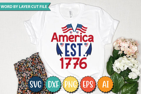 America est. 1776 SVG Cut File,SVGs,quotes-and-sayings,food-drink,mini-bundles,print-cut,on-sale, SVG DesignPlante 503 