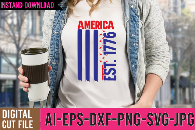 America Est.1776 SVG Cut File , 4th of July SVG Quotes SVG BlackCatsMedia 