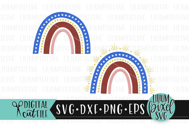 America Flag Fireworks Rainbow - Fourth of July SVG SVG Lilium Pixel SVG 