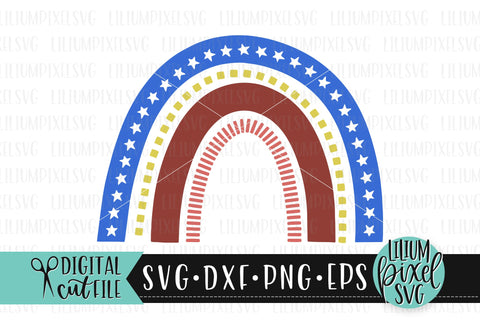 America Flag Fireworks Rainbow - Fourth of July SVG SVG Lilium Pixel SVG 
