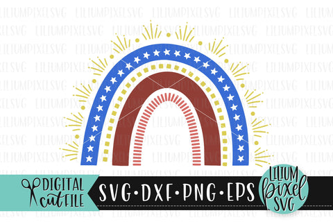 America Flag Fireworks Rainbow - Fourth of July SVG SVG Lilium Pixel SVG 