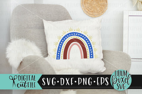 America Flag Fireworks Rainbow - Fourth of July SVG SVG Lilium Pixel SVG 