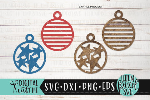 America Flag Ornament Earrings - Fourth of July SVG SVG Lilium Pixel SVG 