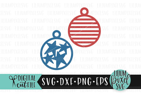 America Flag Ornament Earrings - Fourth of July SVG SVG Lilium Pixel SVG 