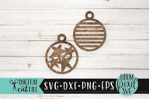 America Flag Ornament Earrings - Fourth of July SVG SVG Lilium Pixel SVG 