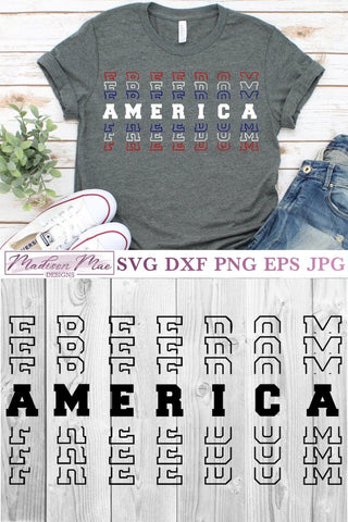 America Freedom Stacked Words, Fourth Of July SVG SVG Madison Mae Designs 