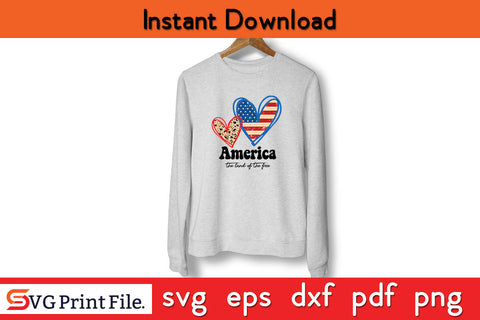 America Land Of The Free 4th July Sublimation PNG CUT File SVG SVG Print File 