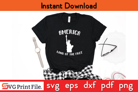 America Land Of The Free SVG PNG PDF CUT File SVG SVG Print File 