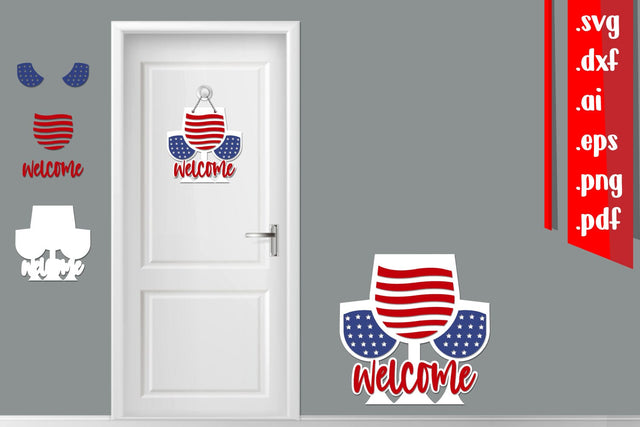 America Layered Door Sign 8 SVG zafrans studio 