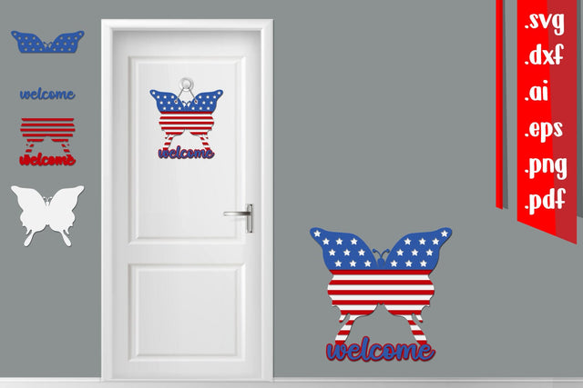 America Layered Door Sign 9 SVG zafrans studio 