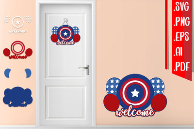 America Layered Door Sign - svg eps ai png pdf SVG zafrans studio 
