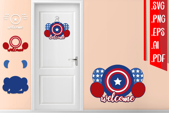 America Layered Door Sign - svg eps ai png pdf SVG zafrans studio 