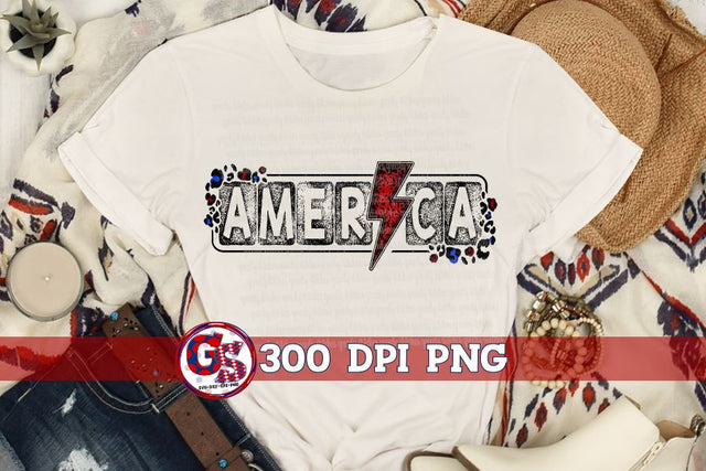 America Lightning Bolt PNG for Sublimation Sublimation Greedy Stitches 
