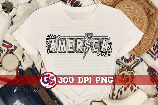 America Lightning Bolt PNG for Sublimation Sublimation Greedy Stitches 