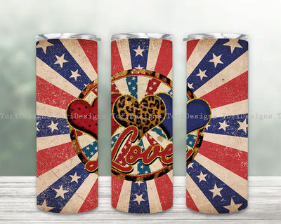 America Love Patriotic 20oz Skinny Tumbler Sublimation Designs, Patriotic for Straight Tumbler PNG File Digital Download Sublimation ToriDesigns 