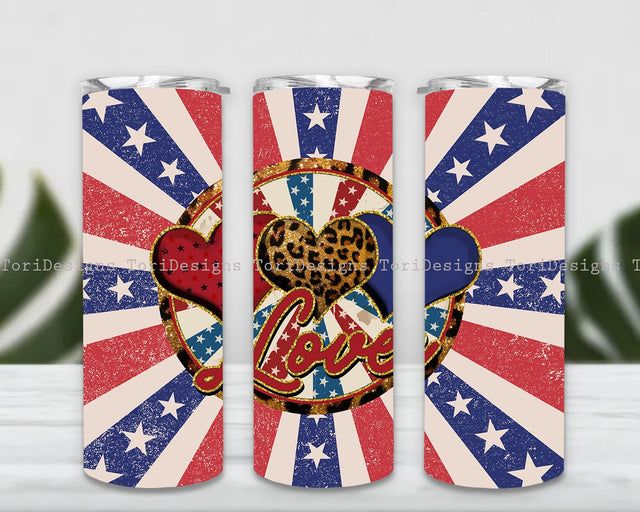America Love Patriotic Skinny Tumbler png, Retro Vintage Design png, Patriotic Sublimation Design Sublimation ToriDesigns 