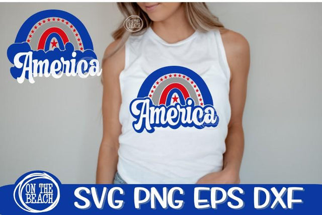 AMERICA - Rainbow - Hand Drawn - SVG EPS DXF PNG SVG On the Beach Boutique 