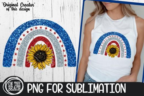 AMERICA - Rainbow - Sunflower - Hand Drawn - PNG Sublimation Sublimation On the Beach Boutique 