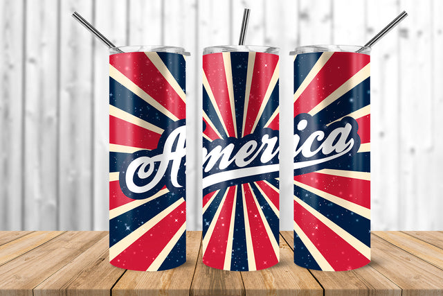America & Stripes 20 oz Skinny Tumbler Wrap Sublimation Design Sublimation Sublimatiz Designs 