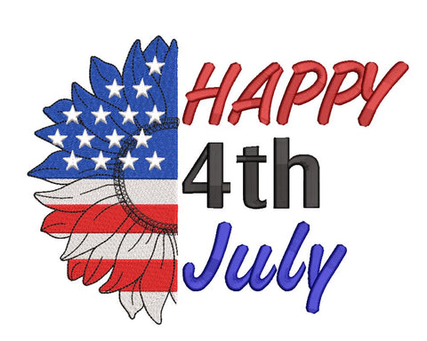 America Sunflower, Happy 4th of July Embroidery/Applique DESIGNS Canada Embroidery 
