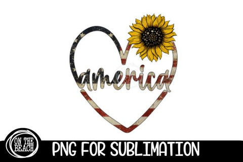 AMERICA - Sunflower - Vintage Flag - July 4th - PNG 300 DPI Sublimation On the Beach Boutique 