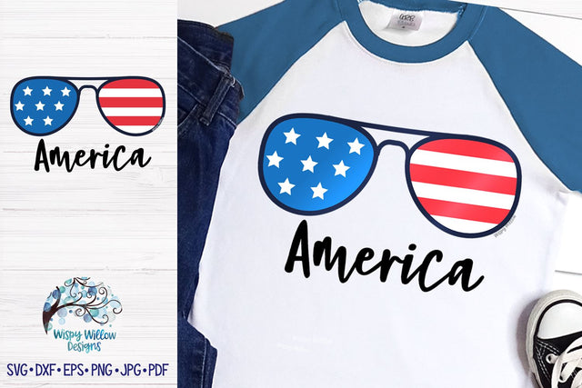 America Sunglasses SVG SVG Wispy Willow Designs 