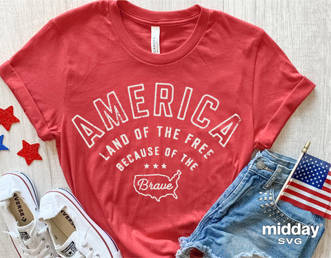 America Svg, 4th of July Svg, Png Eps Dxf, Land of the Free, USA Svg, Patriotic Svg, Independence Day Svg, Cricut Cut Files, Silhouette SVG Midday SVG 