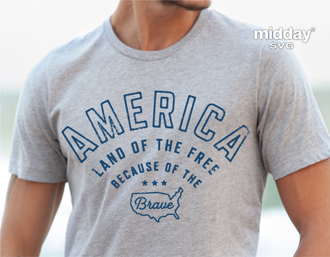 America Svg, 4th of July Svg, Png Eps Dxf, Land of the Free, USA Svg, Patriotic Svg, Independence Day Svg, Cricut Cut Files, Silhouette SVG Midday SVG 