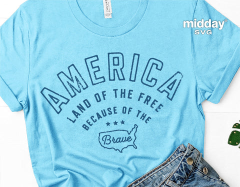 America Svg, 4th of July Svg, Png Eps Dxf, Land of the Free, USA Svg, Patriotic Svg, Independence Day Svg, Cricut Cut Files, Silhouette SVG Midday SVG 