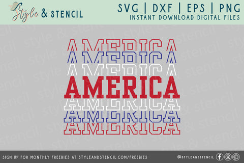 America SVG - America - Fourth of July SVG Style and Stencil 