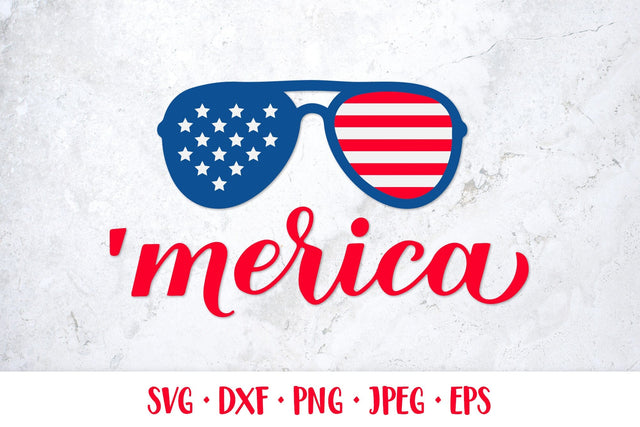 America SVG. Merica. Patriotic sunglasses. 4th of July SVG LaBelezoka 