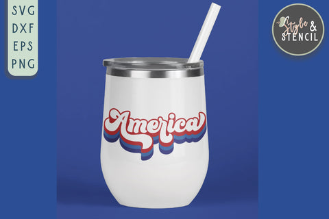 America SVG | Patriotic | 4th of July | Retro SVG Style and Stencil 