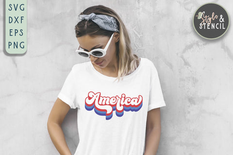 America SVG | Patriotic | 4th of July | Retro SVG Style and Stencil 