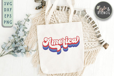 America SVG | Patriotic | 4th of July | Retro SVG Style and Stencil 