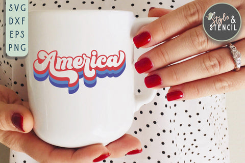America SVG | Patriotic | 4th of July | Retro SVG Style and Stencil 