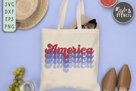 America SVG | Retro | 4th of July | Patriotic SVG Style and Stencil 