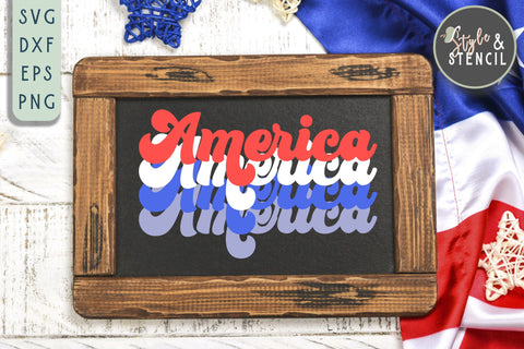 America SVG | Retro | 4th of July | Patriotic SVG Style and Stencil 