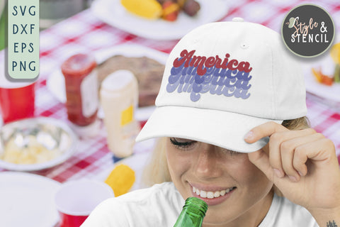 America SVG | Retro | 4th of July | Patriotic SVG Style and Stencil 