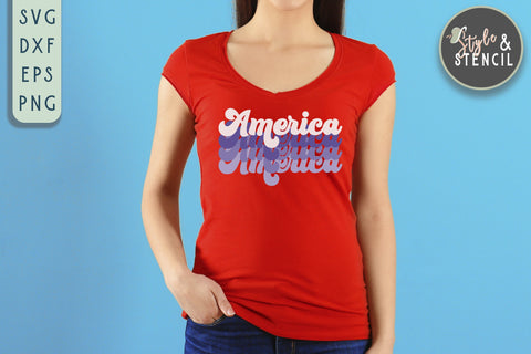 America SVG | Retro | 4th of July | Patriotic SVG Style and Stencil 