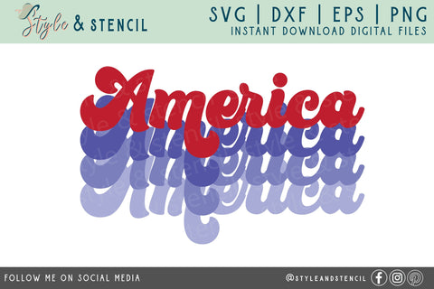 America SVG | Retro | 4th of July | Patriotic SVG Style and Stencil 