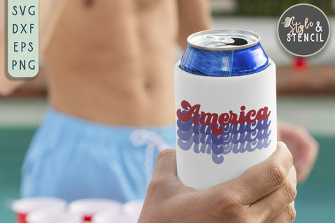 America SVG | Retro | 4th of July | Patriotic SVG Style and Stencil 