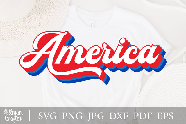 America SVG, Retro America SVG, 4th Of July SVG, July 4th Svg, Independence Day Svg, Patriotic Svg, Retro Svg, Circut and Silhouette Files SVG Fauz 