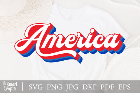 America SVG, Retro America SVG, 4th Of July SVG, July 4th Svg, Independence Day Svg, Patriotic Svg, Retro Svg, Circut and Silhouette Files SVG Fauz 
