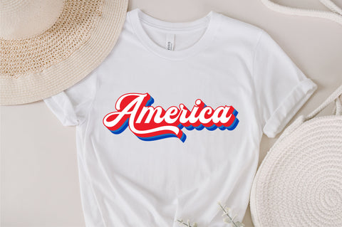 America SVG, Retro America SVG, 4th Of July SVG, July 4th Svg, Independence Day Svg, Patriotic Svg, Retro Svg, Circut and Silhouette Files SVG Fauz 