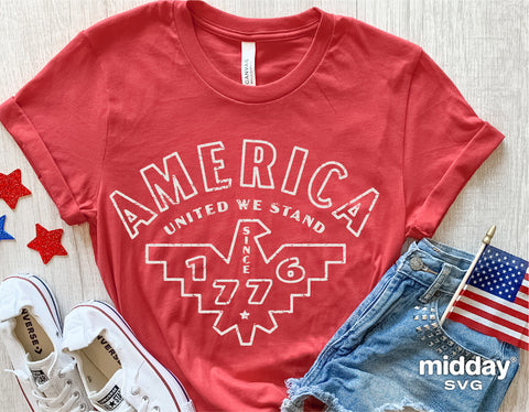 America Svg, United We Stand 1776, 4th of July Svg, Png Dxf Eps, Patriotic Svg, Fourth of July, Memorial Day, Summer, Cricut, Silhouette SVG Midday SVG 