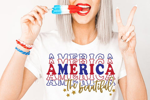 America The Beautiful | Stacked Patriotic Design | SVG DXF PNG JPG SVG So Fontsy Design Shop 