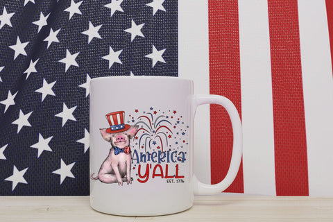 America Y'all Piggy Sublimation Sublimation QueenBrat Digital Designs 