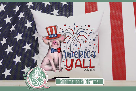 America Y'all Piggy Sublimation Sublimation QueenBrat Digital Designs 